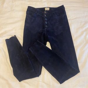 Alice + Olivia Mikah Suede Button Front Skinny Pants